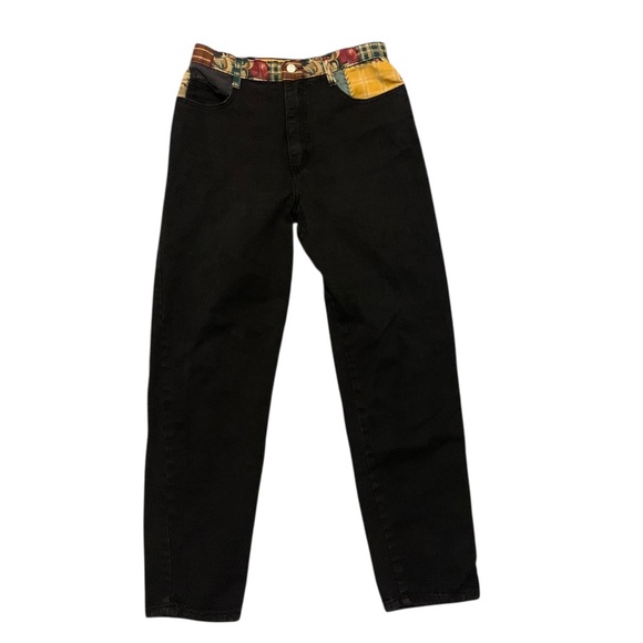 Vintage California Concepts Made in USA black patchwork denim pants size 4/6 - Picture 1 of 7